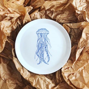 Talerz ręcznie malowany Meduza